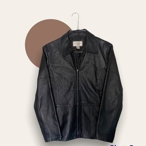 All black leather jacket
